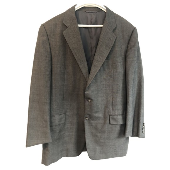44R Hickey Freeman Loro Piana Tasmanian Jacket Men’s Super 120’s Gray Plaid Wool